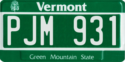 VT license plate PJM931
