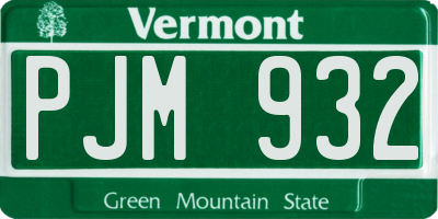 VT license plate PJM932
