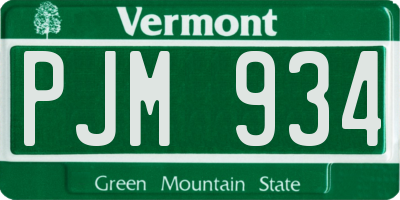 VT license plate PJM934