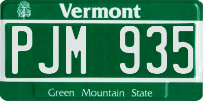 VT license plate PJM935