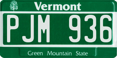 VT license plate PJM936