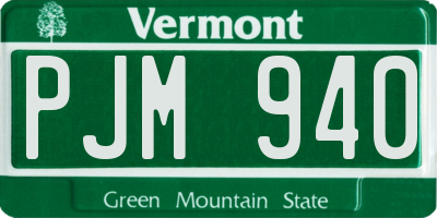VT license plate PJM940