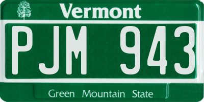 VT license plate PJM943
