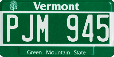 VT license plate PJM945