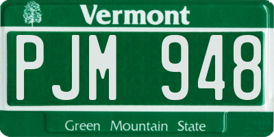 VT license plate PJM948