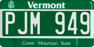VT license plate PJM949