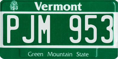 VT license plate PJM953