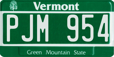 VT license plate PJM954