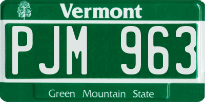 VT license plate PJM963
