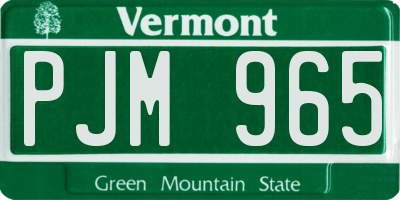 VT license plate PJM965
