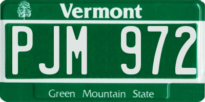VT license plate PJM972