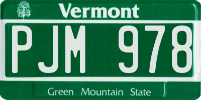 VT license plate PJM978