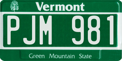 VT license plate PJM981