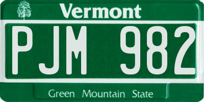 VT license plate PJM982