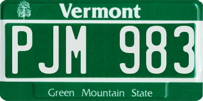VT license plate PJM983