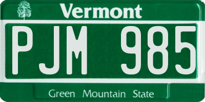 VT license plate PJM985