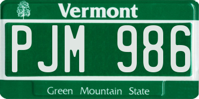 VT license plate PJM986
