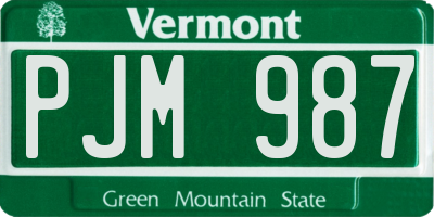 VT license plate PJM987