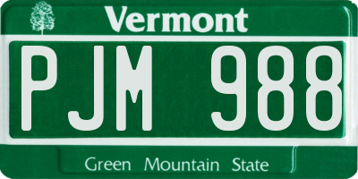 VT license plate PJM988