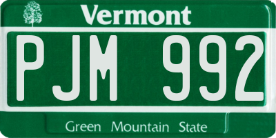 VT license plate PJM992