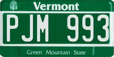 VT license plate PJM993