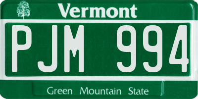 VT license plate PJM994
