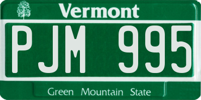 VT license plate PJM995