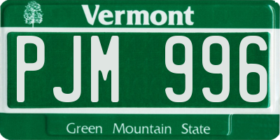 VT license plate PJM996