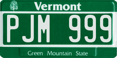 VT license plate PJM999
