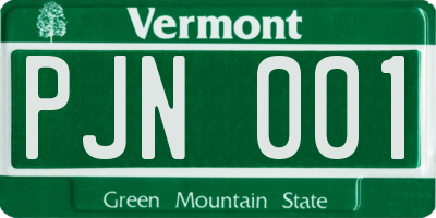 VT license plate PJN001