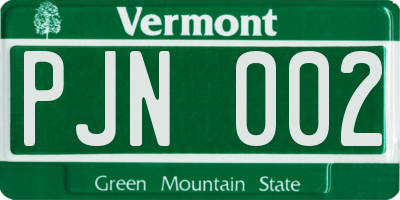VT license plate PJN002