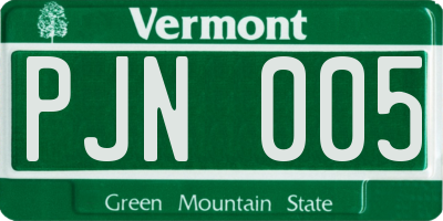 VT license plate PJN005