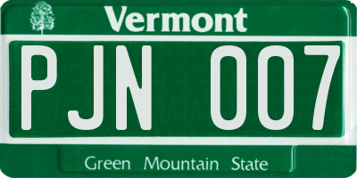 VT license plate PJN007