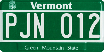 VT license plate PJN012