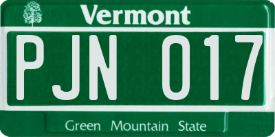 VT license plate PJN017