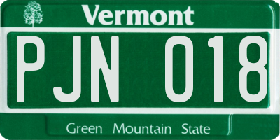 VT license plate PJN018