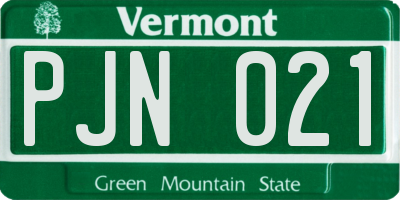 VT license plate PJN021