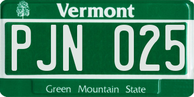 VT license plate PJN025