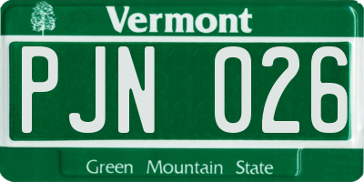 VT license plate PJN026