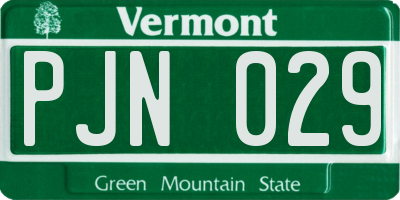 VT license plate PJN029