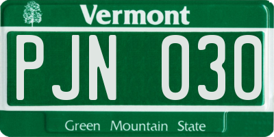 VT license plate PJN030