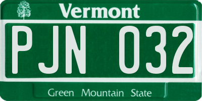 VT license plate PJN032