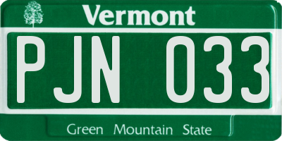 VT license plate PJN033