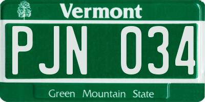 VT license plate PJN034