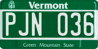 VT license plate PJN036
