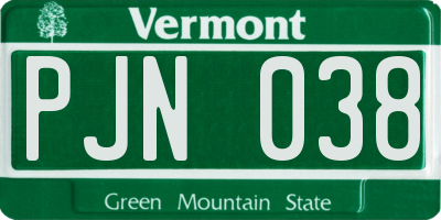 VT license plate PJN038