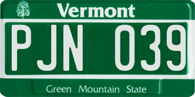 VT license plate PJN039