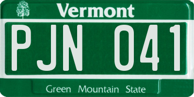 VT license plate PJN041
