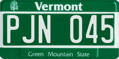 VT license plate PJN045