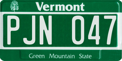 VT license plate PJN047